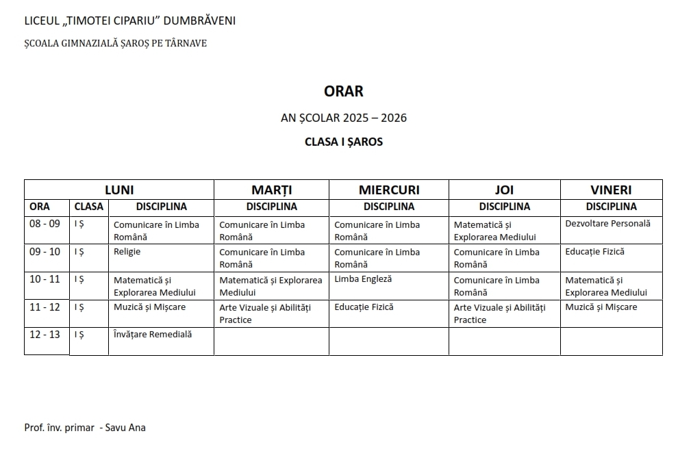 Orar primar saros 002