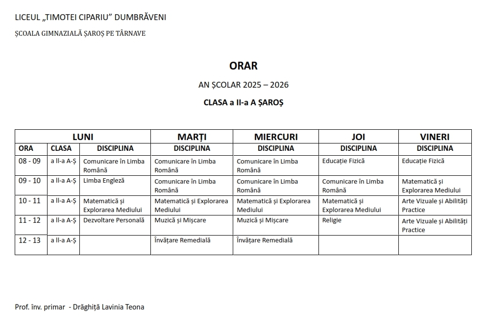 Orar primar saros 003