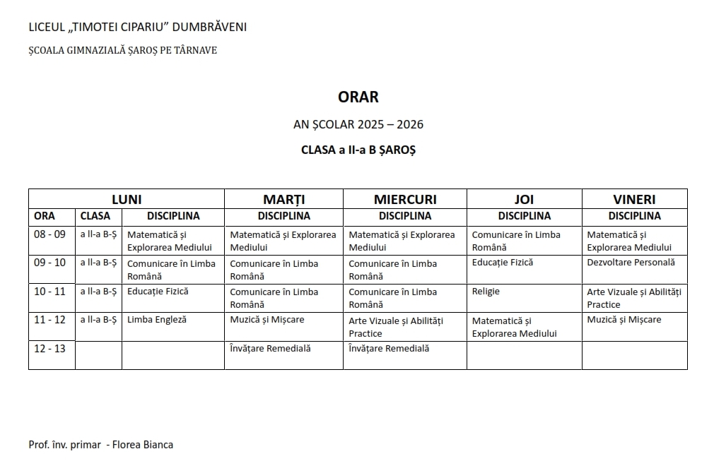 Orar primar saros 004