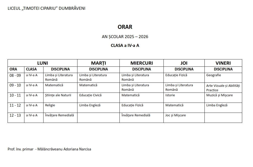 Orar inv primar 009