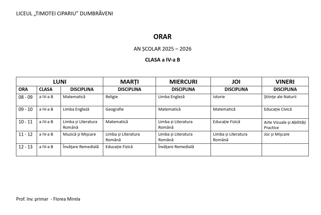 Orar inv primar 010